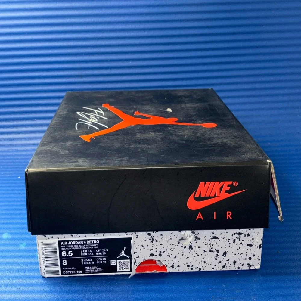 Size 6.5- Men’s Nike Air Jordan 4 Retro Fire Red (2020) DC7770-160 Women’s 8 NEW - Picture 10 of 10